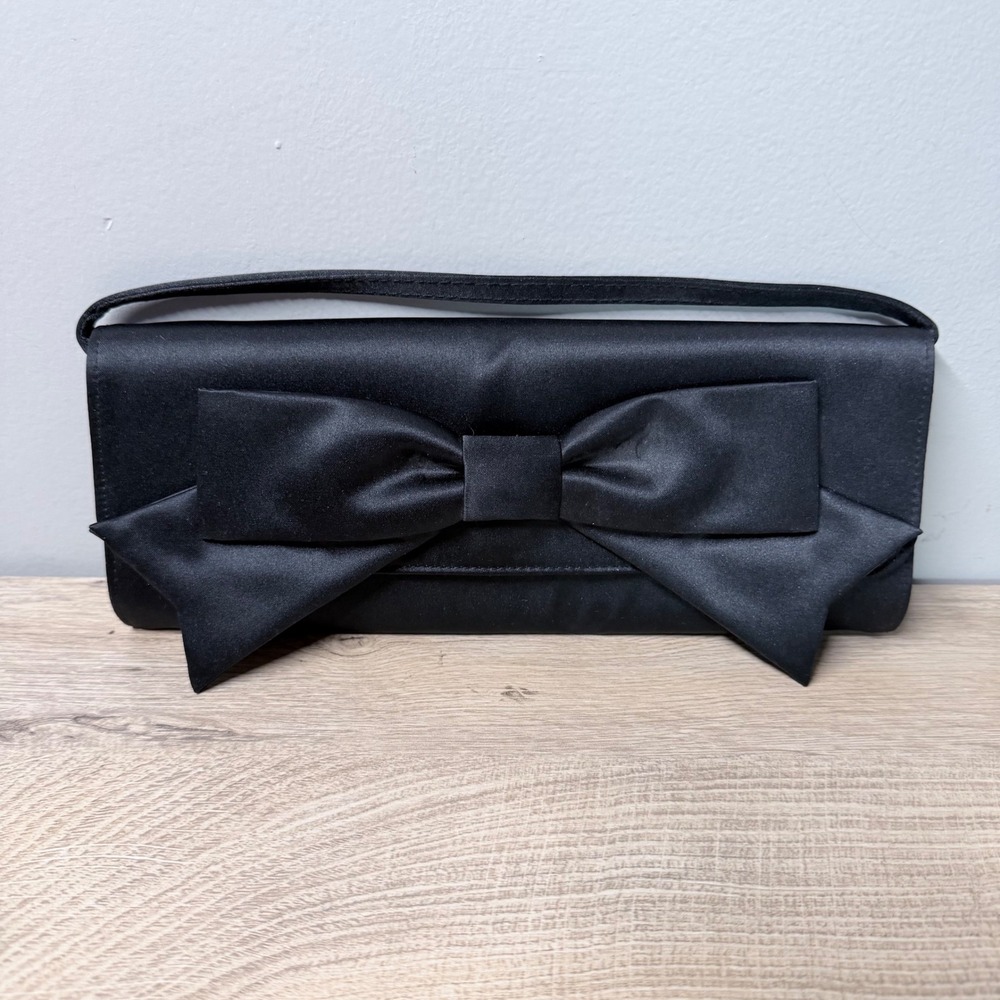Hollywould for Target Clutch Bag Womens OS Black‎ Satin Bow Leopard Print Lining